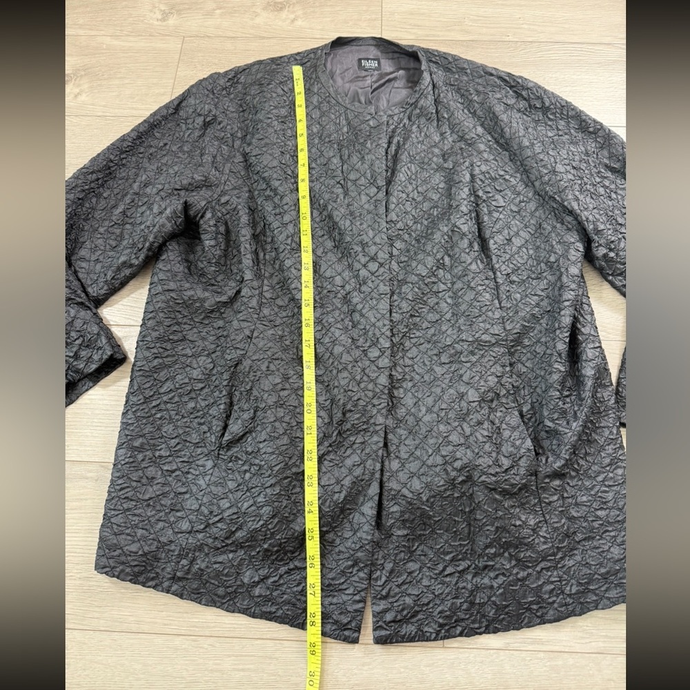 Eileen Fisher Black Textured Jacket Lagenlook Oversized Open Front - Picture 7 of 8